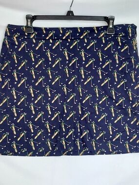 Ralph Lauren Navy Golf-Print Mini Skirt